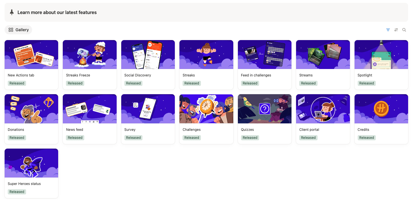 Screenshot of our latest features