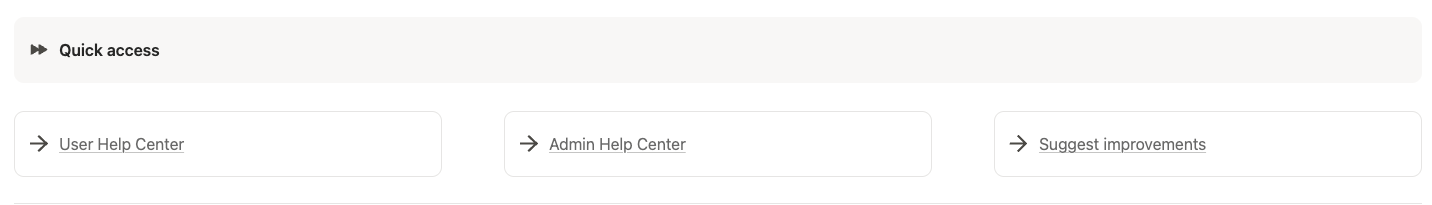 Screenshot of quick access