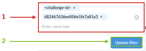 Screenshot of the Challenge ID field and the Update filter button